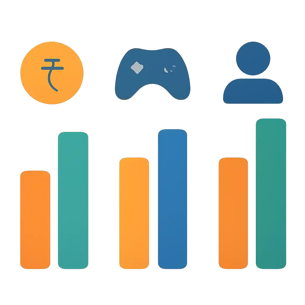 Infographic comparing options using coloured bars and icons only, no text or labels, flat design, 91 Club